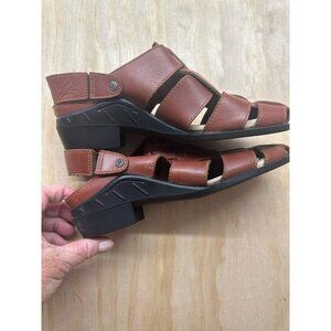 Ariat strappy Wedge Slides Brown Leather sandals Women’s sz 8 Fisherman Closed